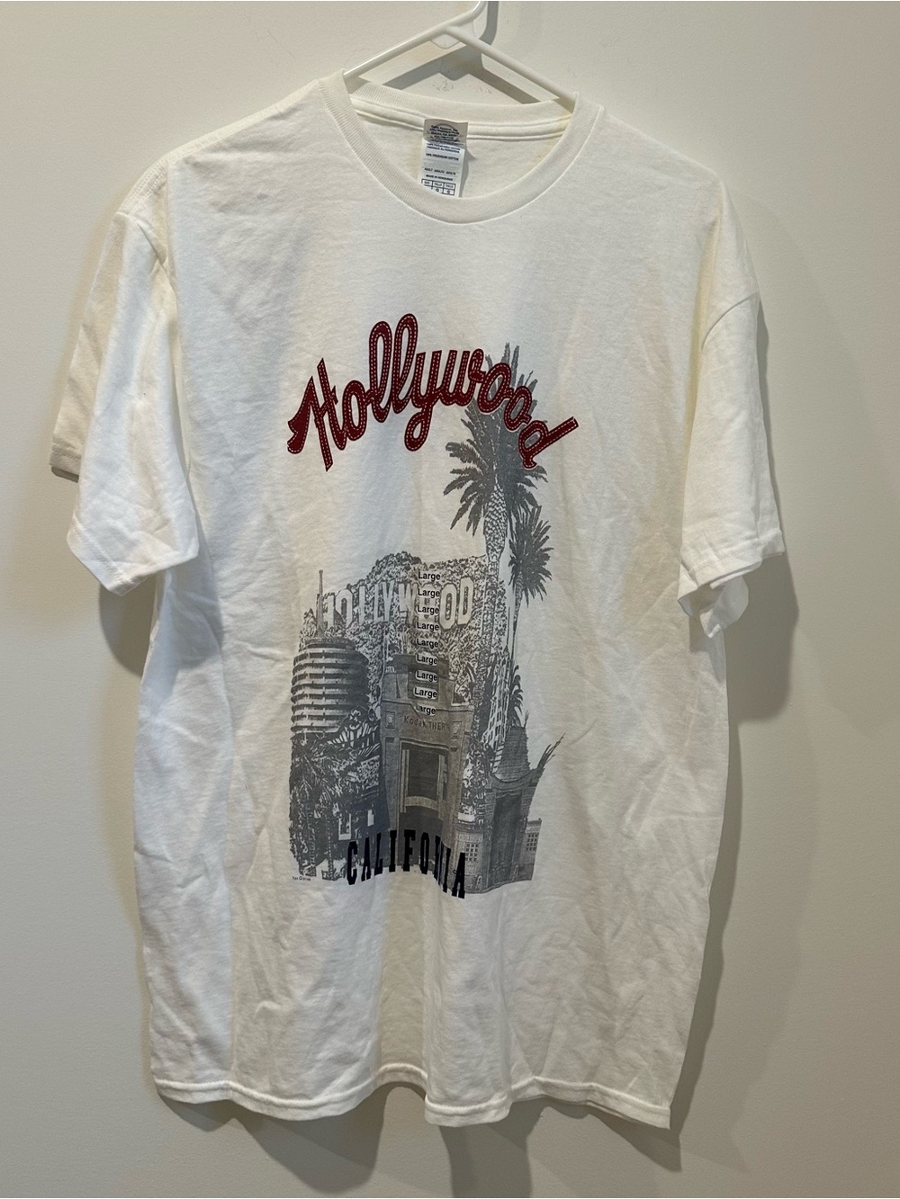 Hollywood California Graphic Tee - White 100% cotton